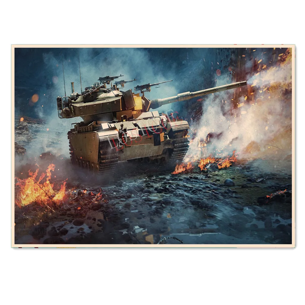 

Tank Battle Vintage WW II GER Wehrmacht Panzer Weapon Poster Retro Wall Art Decorative Painting War Military Poster Wall Sticker