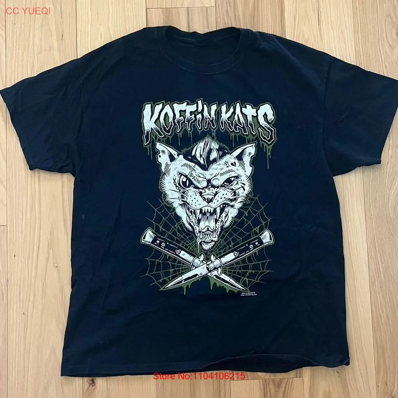 Vtg The Koffin Kats Band Album Хлопковая черная рубашка в полный размер для мужчин KN191