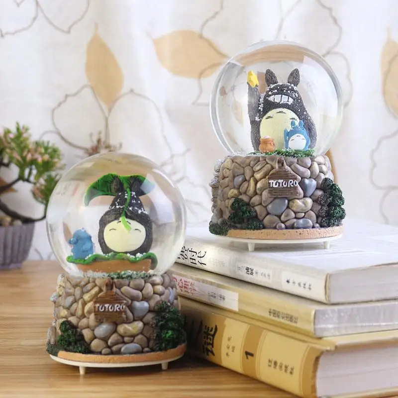 Totoro музыкальная шкатулка в виде хрустального шара автоматический плавающий снег