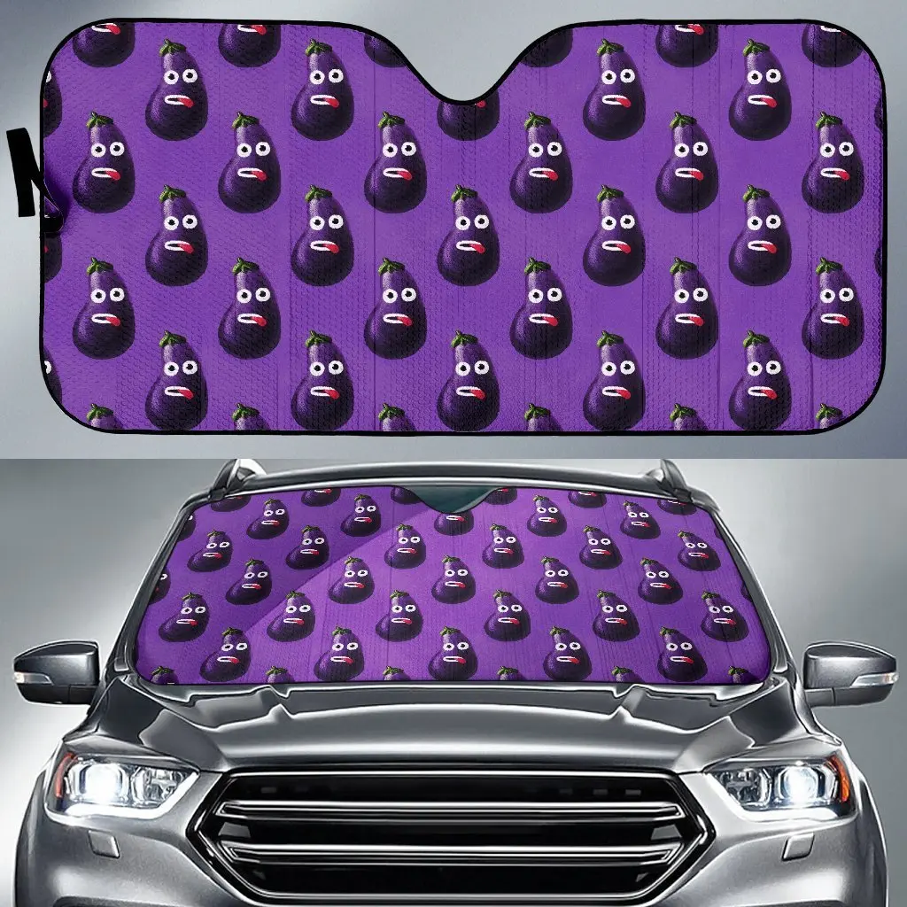 

Eggplant Funny Pattern Print Auto Sun Shade Car Windshield Window Cover Sunshade