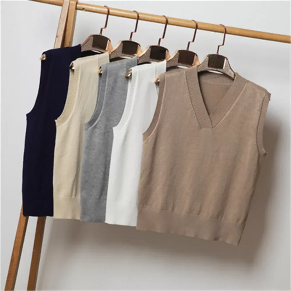 

New2022 Basic casual 3XL 4XL spring Autumn Sweater vest Women sleeveless loose V-neck sleeveless Sweater female Jumpers pullover