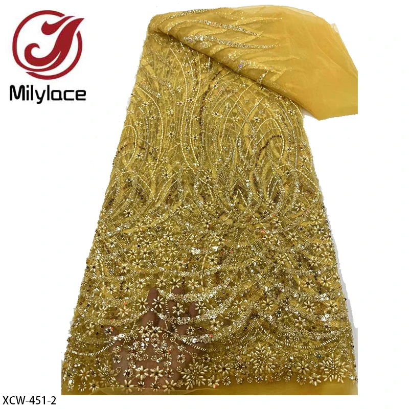 Африканская Тяжелая бисерная кружевная ткань французская Свадебная с блестками