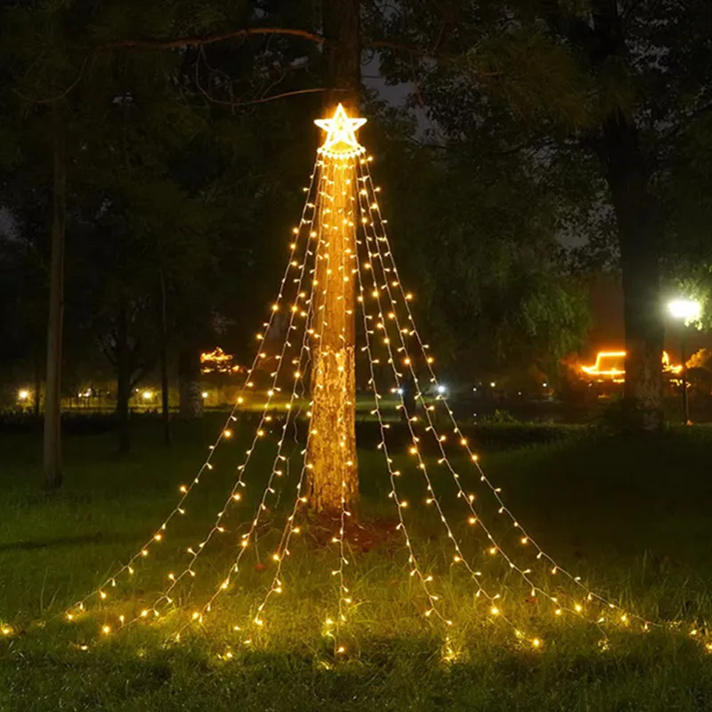 

Fairy Waterfall Waterproof Meteor Flowing Star Rain Festoon LED Lights Christmas Garland Curtain Icicle String Lights EU/US Plug