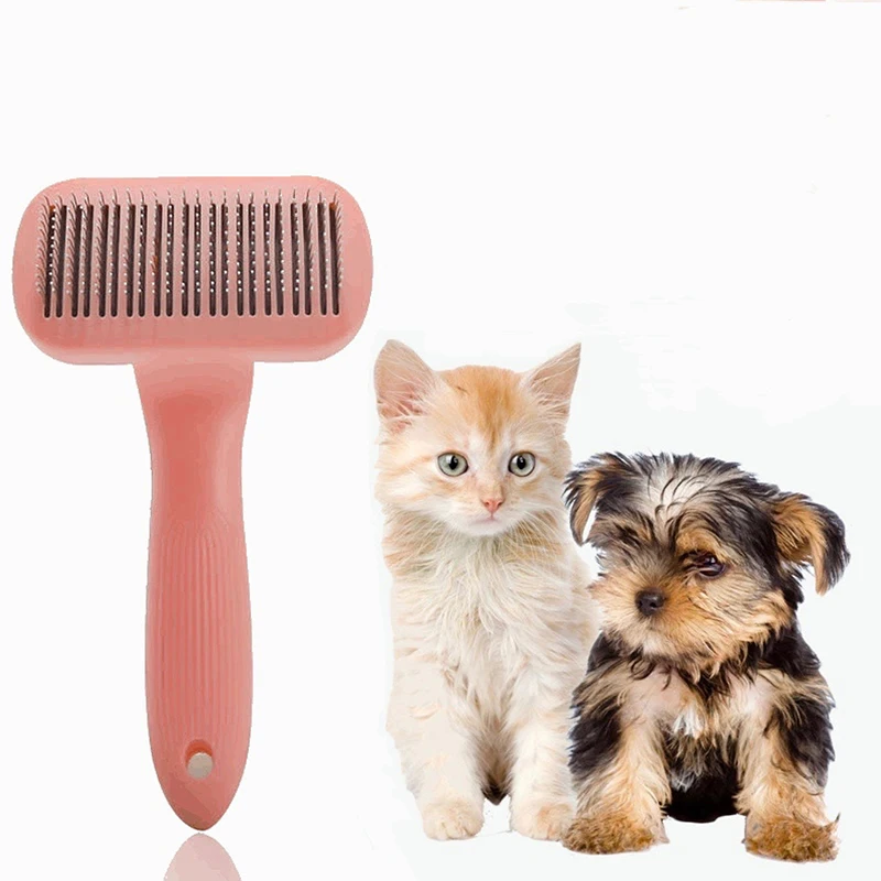 

Щетка для собак, самоочищающаяся щетка для слайкинга для собак и кошек с искусственными элементами, удаляет свободные волосы, щетка для выч...