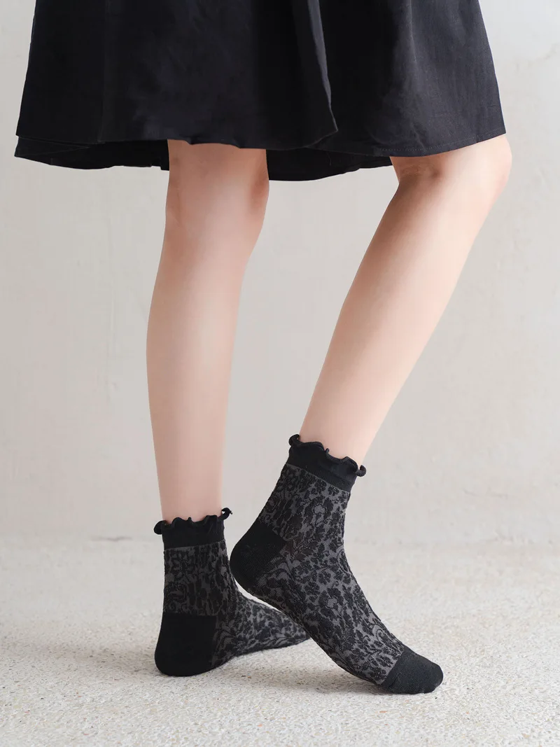 Fungus edge boat socks Japanese twist solid color short women's cotton socks