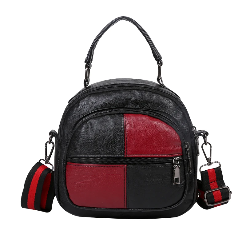 

Женские кожаные сумки на плечо, женский рюкзак на молнии, практичный дизайн, сумка-тоут с несколькими карманами и контрастными вставками, мя...