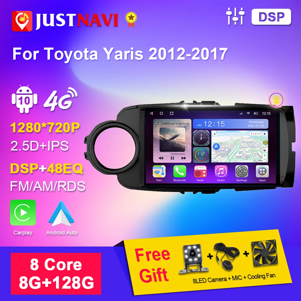 

Car Multimedia Player For Toyota Yaris 2012-2017 DSP Stereo Video GPS Navigation WiFi Carplay 4G Android 10 6G128G IPS Screen
