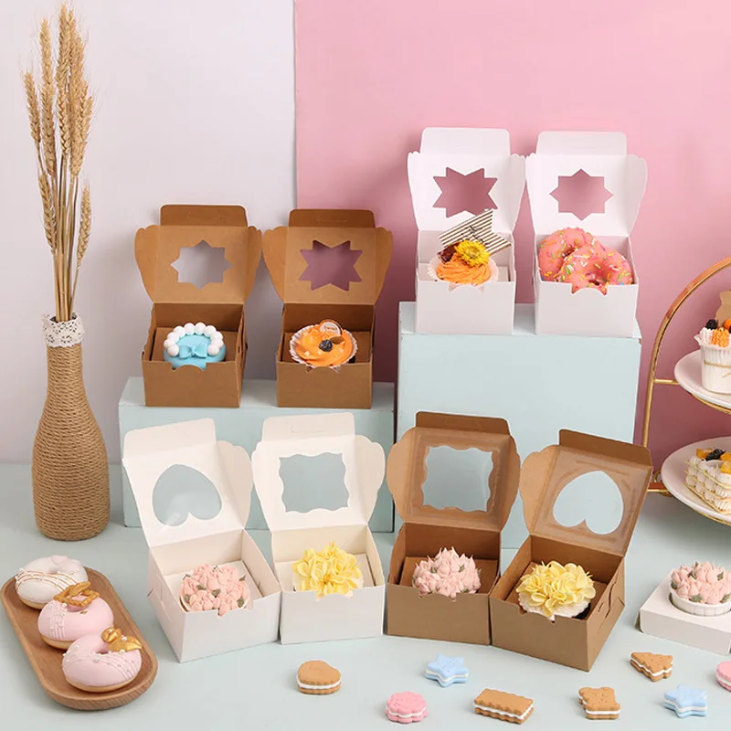 

Cupcake Packaigng Box With Clear Window And Tray Dessert Cake Baking Boxes Small Gift Box For Wedding Birthday Party Baby Shower