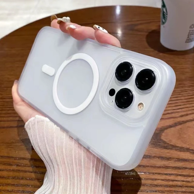 

Luxury Transparent Matte Anti-fingerprint For iphone 14 13 12 11 Pro Max Plus Magsafe Magnetic Wireless Charging Shockproof Case