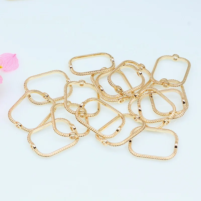 

10pcs Gold Plated Copper Textured Bead Frame with 2 Holes Rectangle Spacer Beads Cap For DIY Bracelet Jewelry Making Materials
