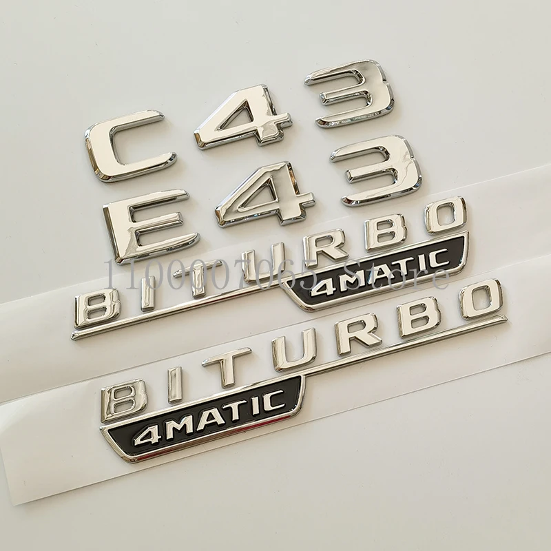 Хромированные буквы 2017 эмблема C43 E43 Biturbo 4matic для Mercedes Benz AMG W204 W205 W212 W213 наклейка с