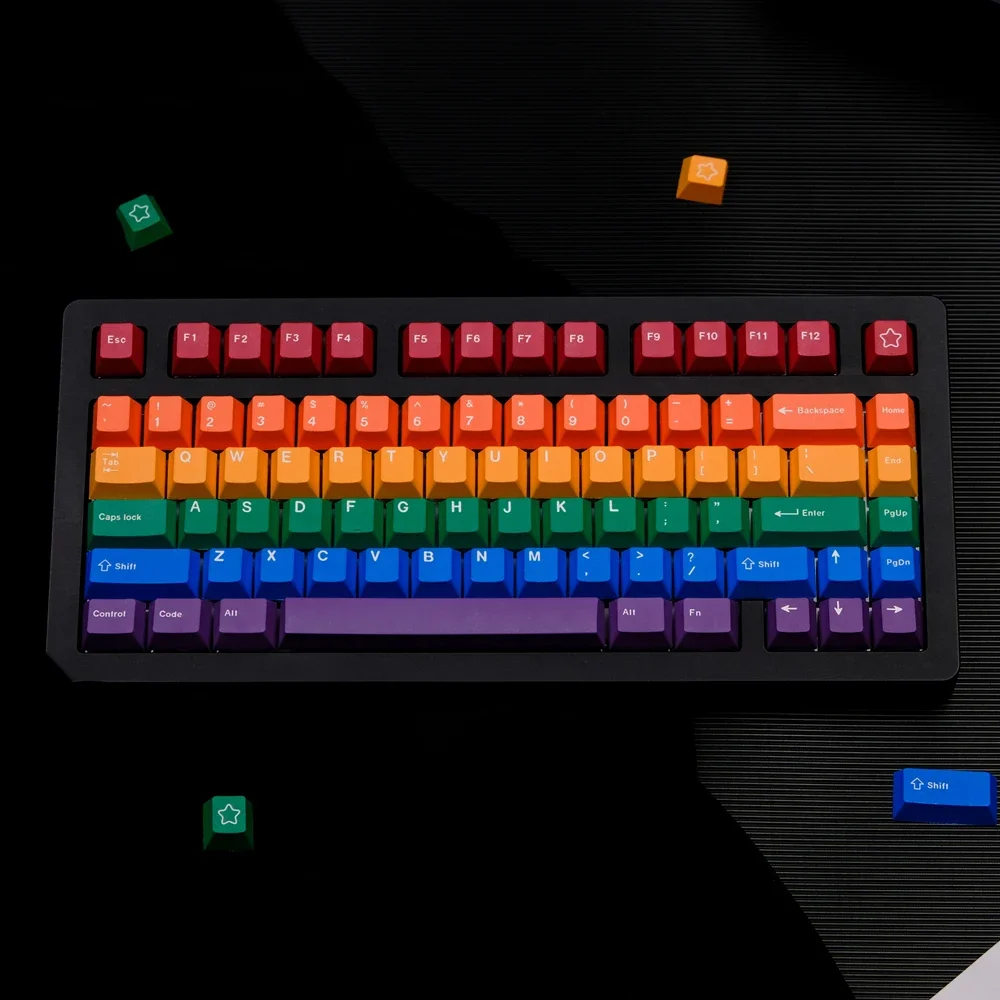 Набор из 129 клавиш GMK Pride, профиль Cherry, PBT, 5-сторонняя сублимационная печать, светонепроницаемые кейкапы для клавиатур 61, 64, 68, 75, 84, 87, 96, 98, 104 (art.: 3920dc691d043) - 3920dc691d043
