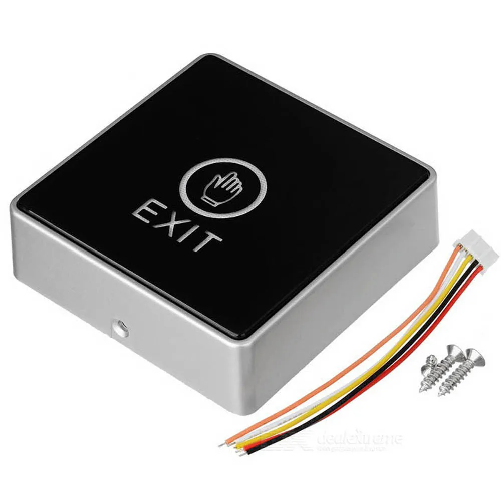 

86x86 мм инфракрасная бесконтактная кнопка выхода с подсветкой и светодиодным индикатором, сенсорный дверной переключатель для систем контроля доступа