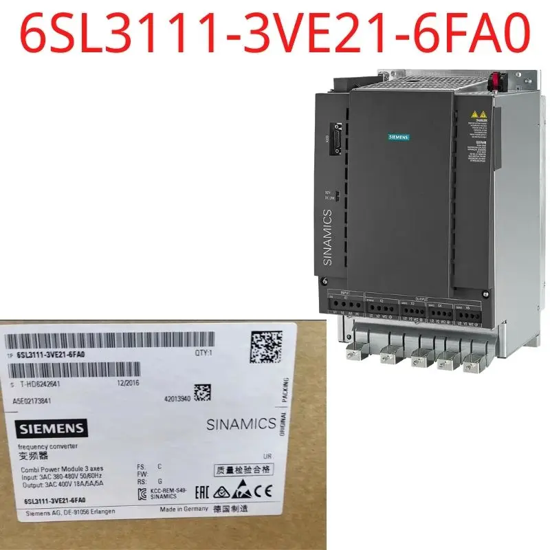 

6SL3111-3VE21-6FA0 Brand New SINAMICS S120 Combi Power Module input: 3 AC 400 V 16 kW output: 400 V 3AC, 18 A, 5 A, 5 A