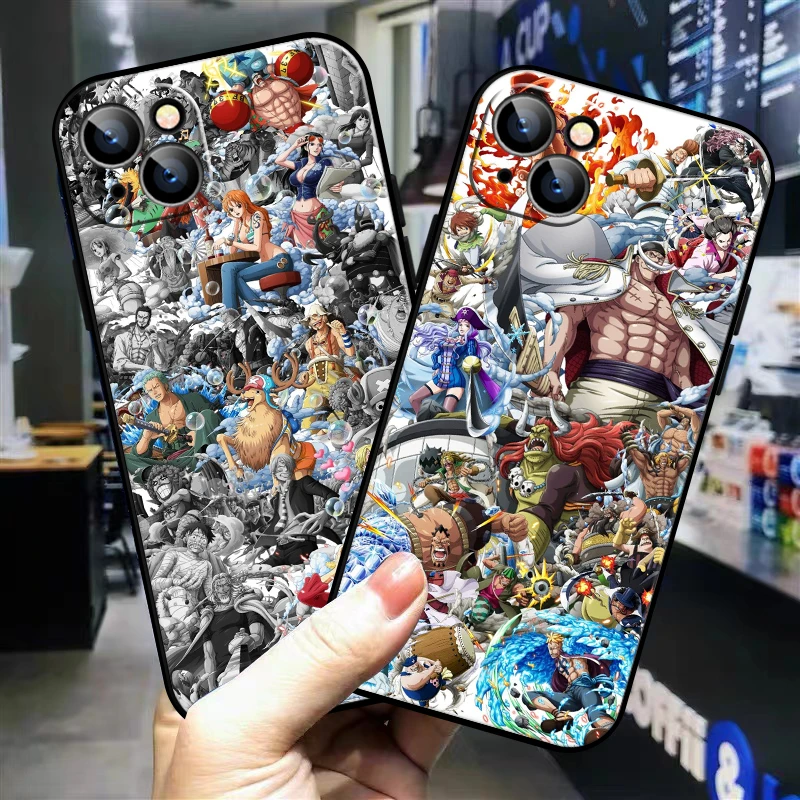 

ONE PIECE Anime For Apple iPhone 13 12 11 Pro 12 13 Mini X XR XS Max SE 5 6 6s 7 8 Plus Phone Case Carcasa Black Soft Coque