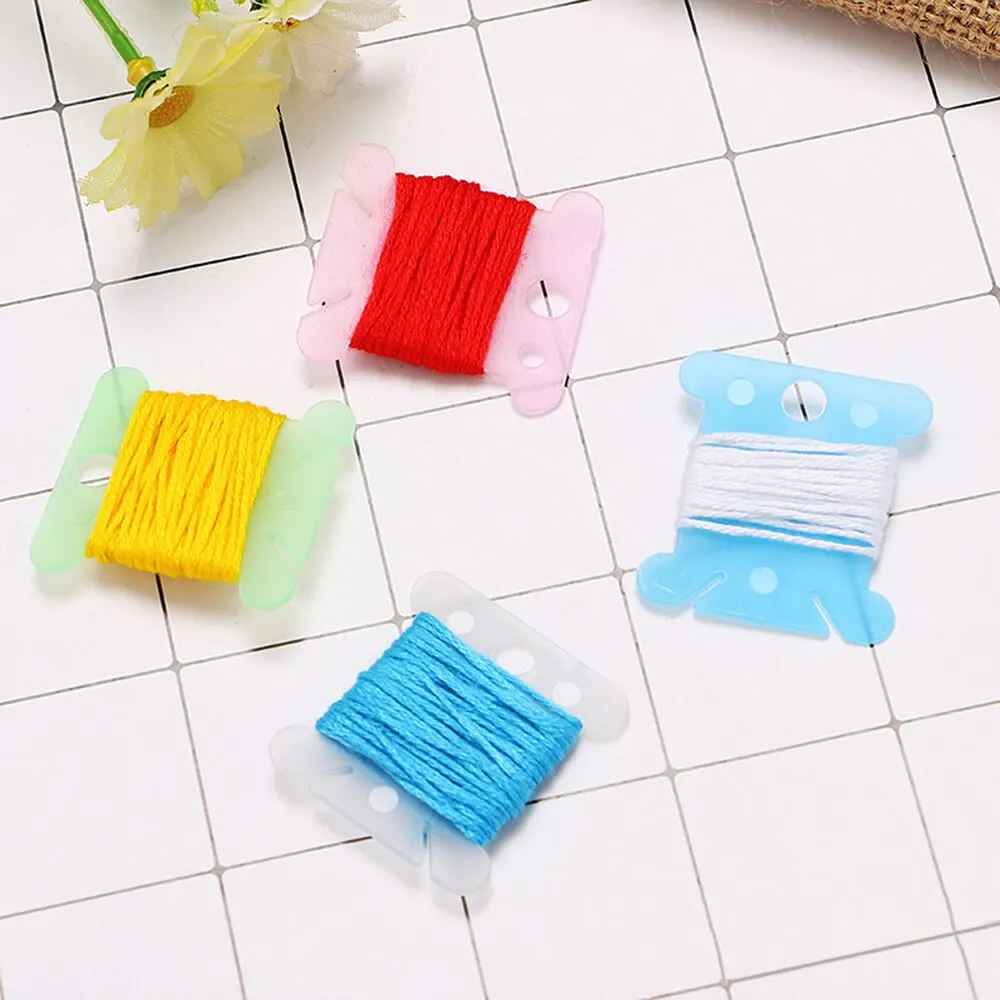 

100Pcs Plastic Silk Thread Bobbins Embroidery Floss Craft Storage Cross Stitch Accessories Holder Board Card Color