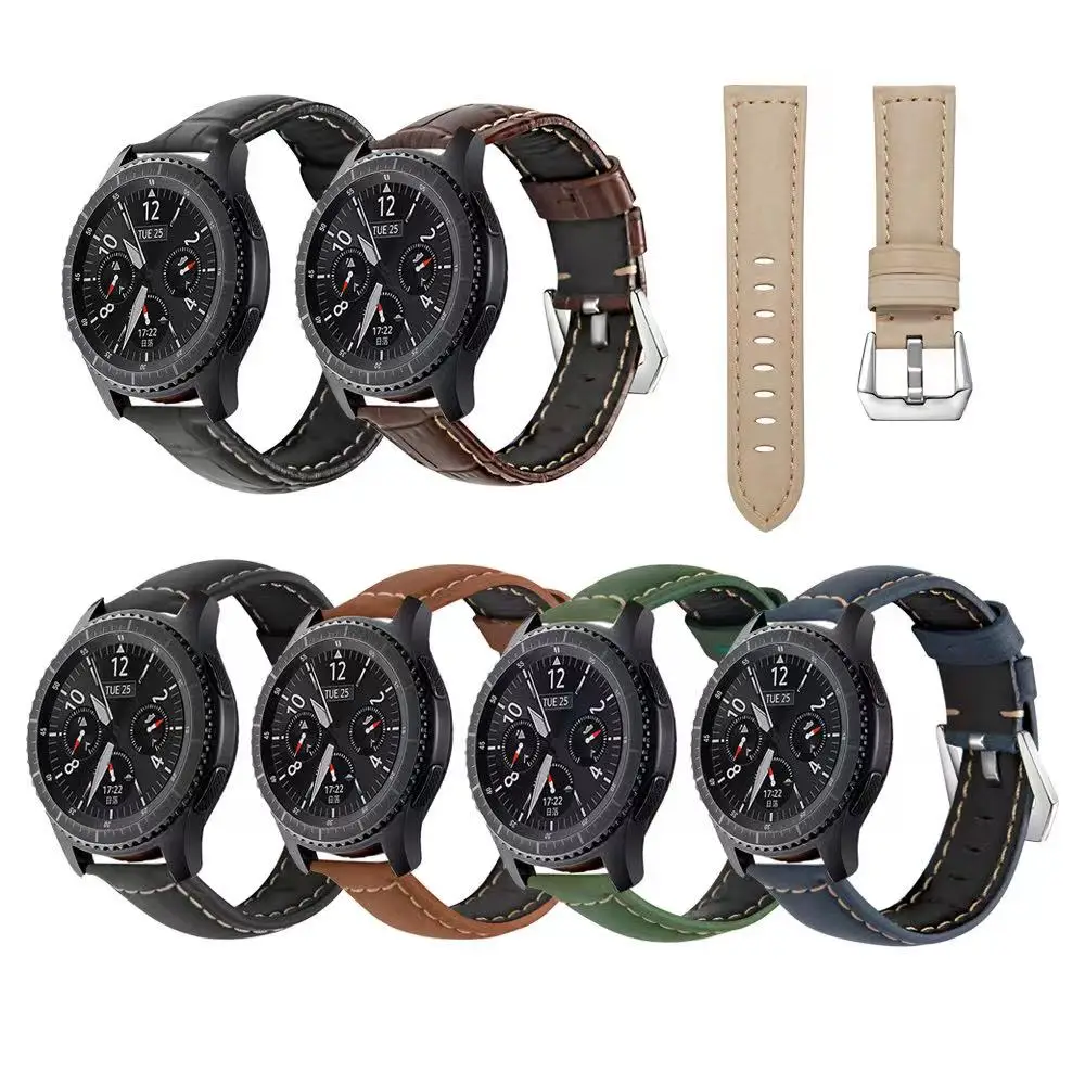 

22mm 20mm Leather Strap For Samsung Galaxy Watch 3/Huawei Watch GT2/Amazfit GTR Anti-sweat bracelet wristband for Galaxy watch 4