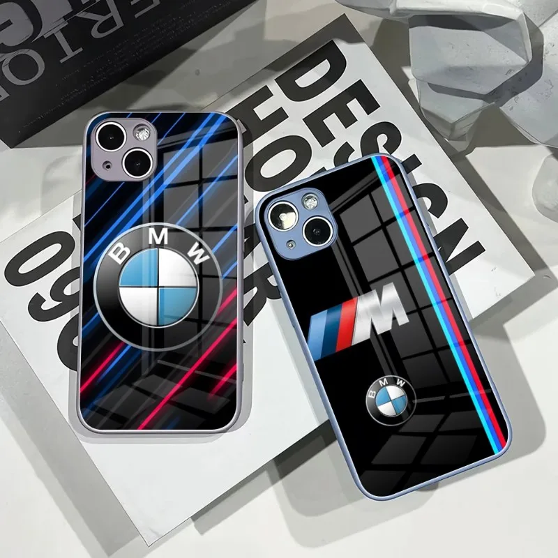 

Роскошный чехол для телефона BMW Sports Drift Car для IPhone 14Pro 13 11 12 XR XS MAX 7/8 X Plus, 13 цветов, закаленное стекло, крутая пара