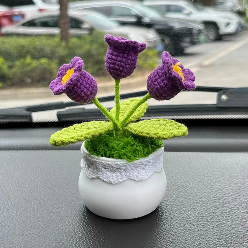 

Crochet Lily Of The Valley,Car Dashboard Decor,Purple,Yellow,Pink,White,Blue Flower,Handmade Gift For Her,Car Interior Oranments