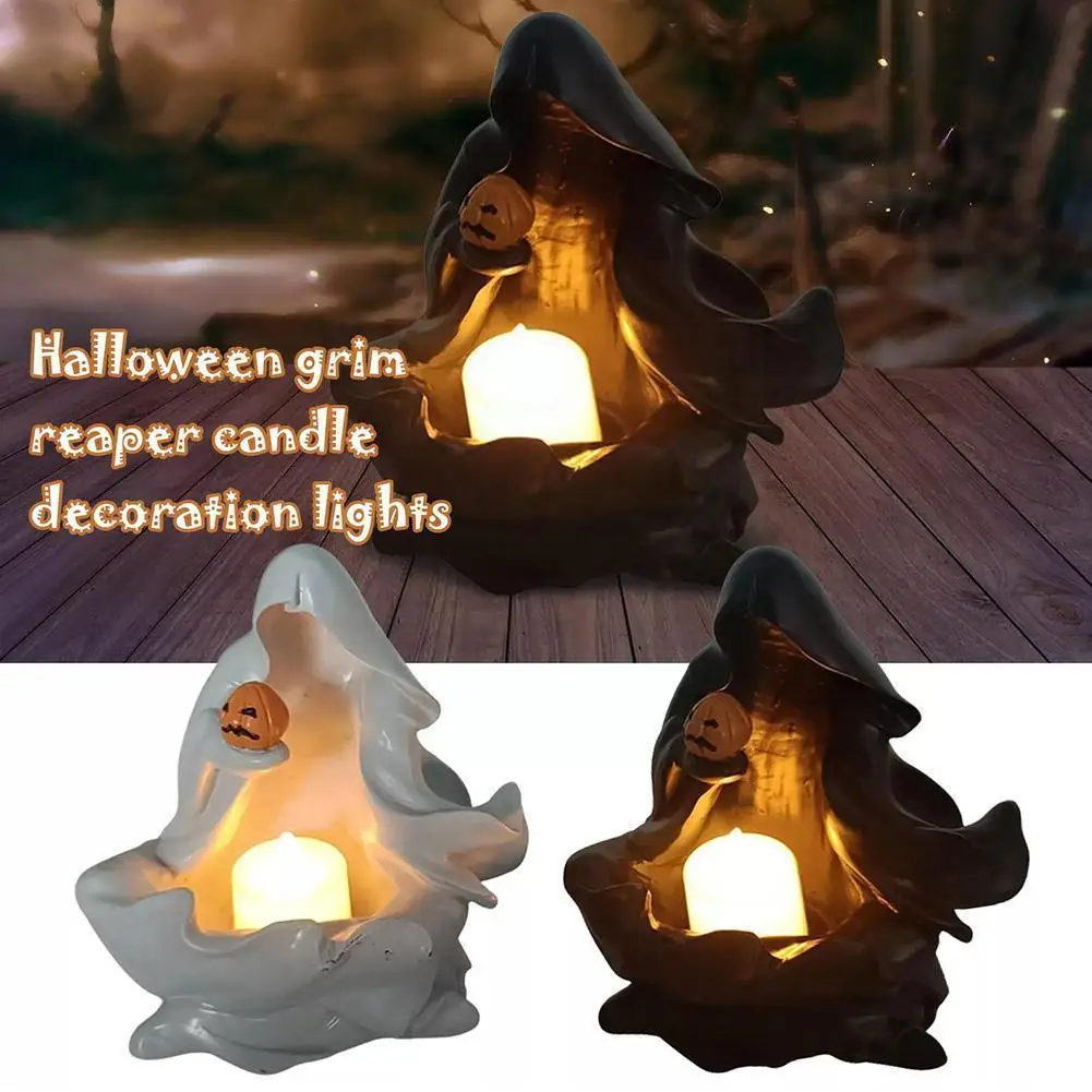 

Halloween Party Holder Electronic Candle Ghost Festival Decor Tealight Sculpture Gift Props Crafts Candles Statue Home I3Q4