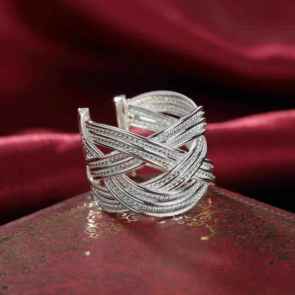 

2021 New Vintage Women Men Adjustable Punk Rings Luxury Fashion 925 Stamp Silver Color Party Jewelry Girl Gift