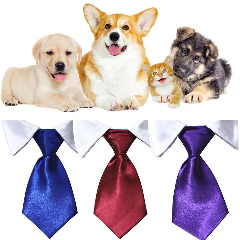 

Pet Formal Necktie Tuxedo Bow Tie Dog Cat Fake Collar Pet Accessory Pet Tie Adjustable Cute for Wedding Solid Color