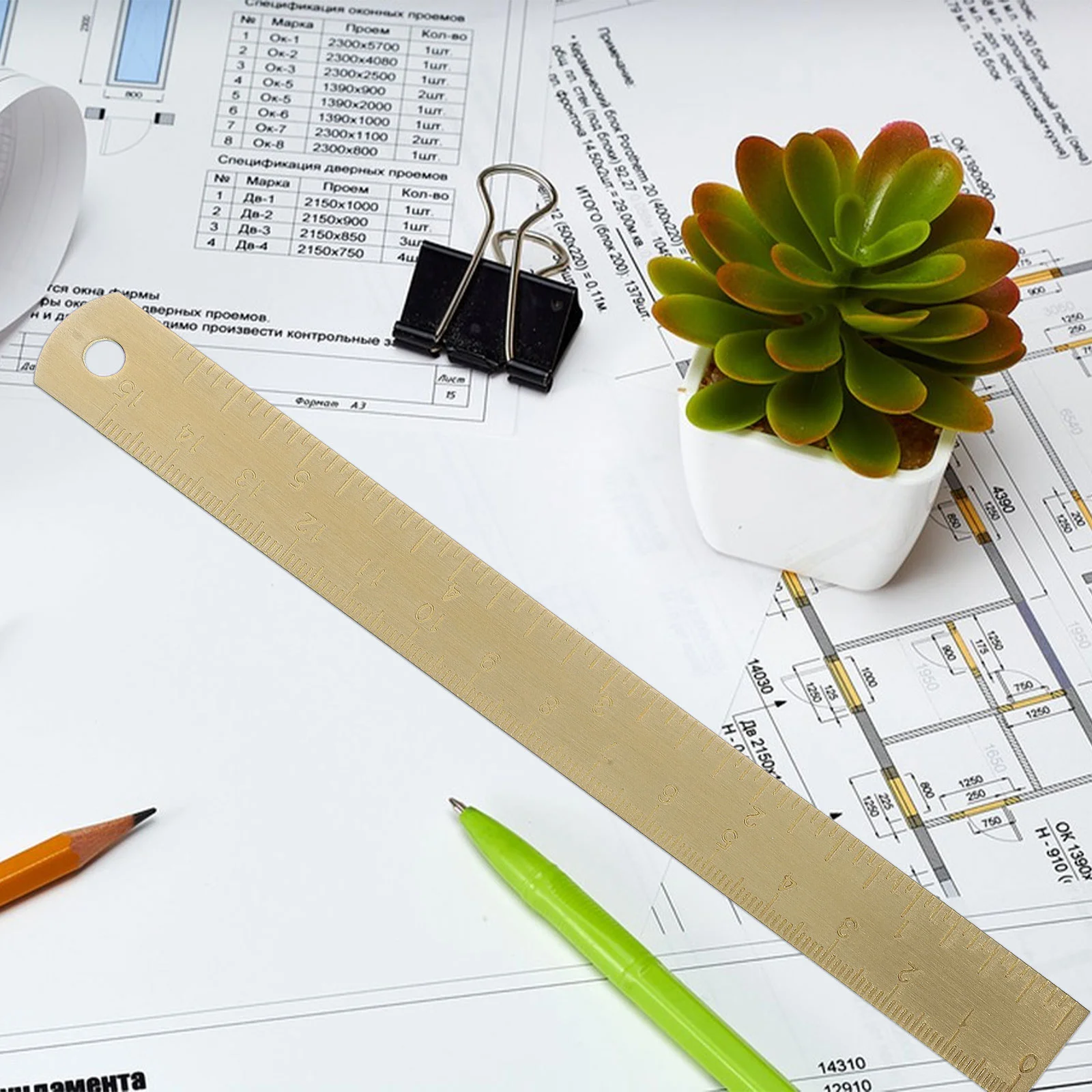 Латунная шкала прямая линейка измерительный инструмент профессиональный чертеж