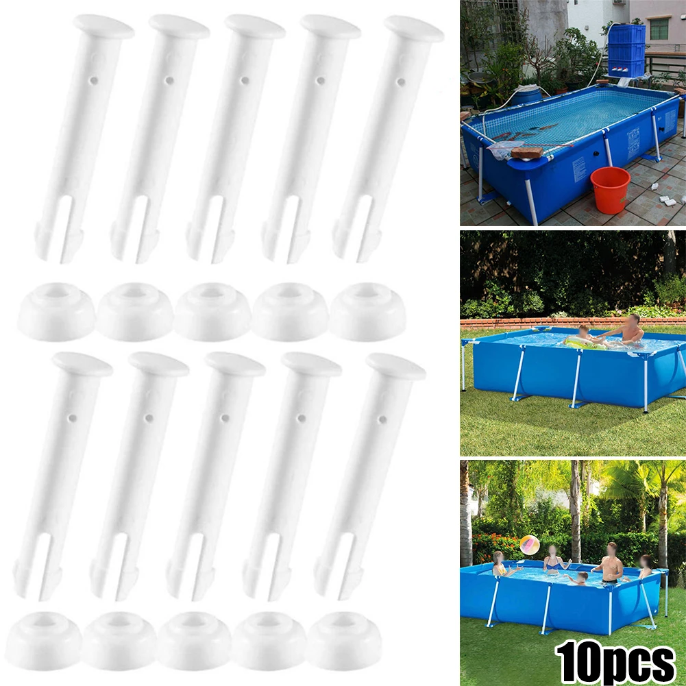 

10pcs Pool Joint Pins Plastic White For Summer Rectangular Metal Frame Sinks Sealing Pins And Rubber Seals