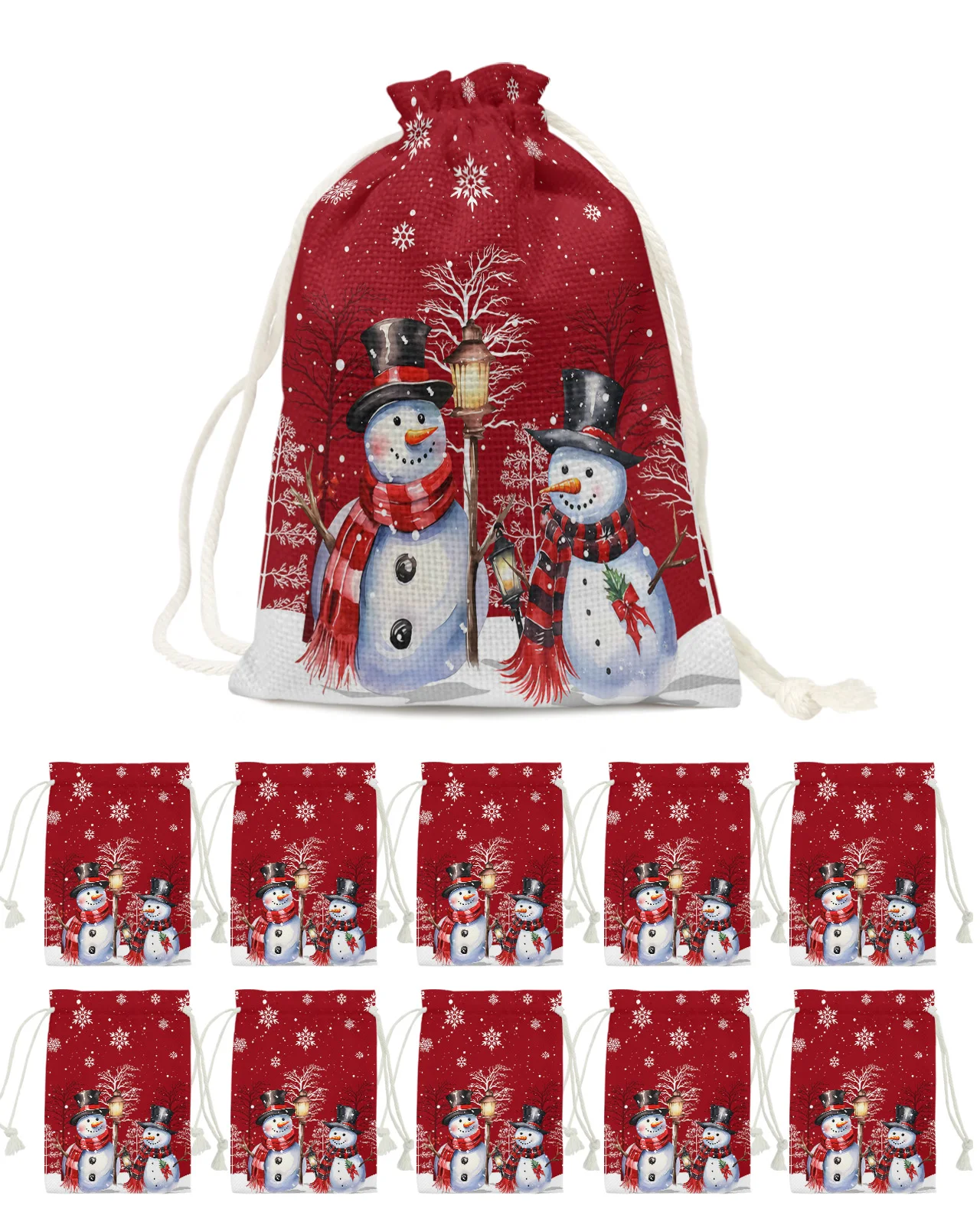 

Рождественская ветка снеговика Конфета-Снежинка сумка для подарков Санта-Клауса Home вечерние Decor Navidad Xmas льняные Подарочные мешки