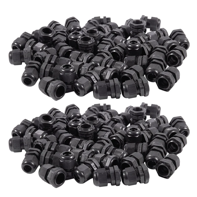 

100 X Black Plastic Waterproof Connector PG11 5-10Mm Diameter Cable Gland