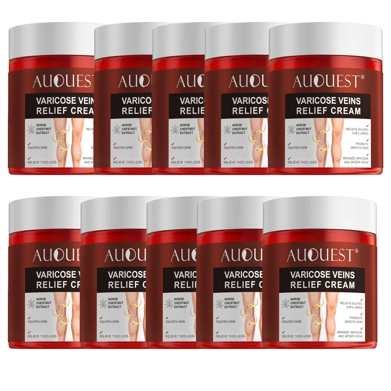 

10PCS AUQUEST Varicose Veins Relief Cream Body Leg Vasculitis Phlebitis Spider Pain Relief Ointment 80g