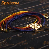 tibetan style rope chain bracelets 3 copper beads simple bracelet retro ethnic braided lucky knot bangle chinese fashion jewelry