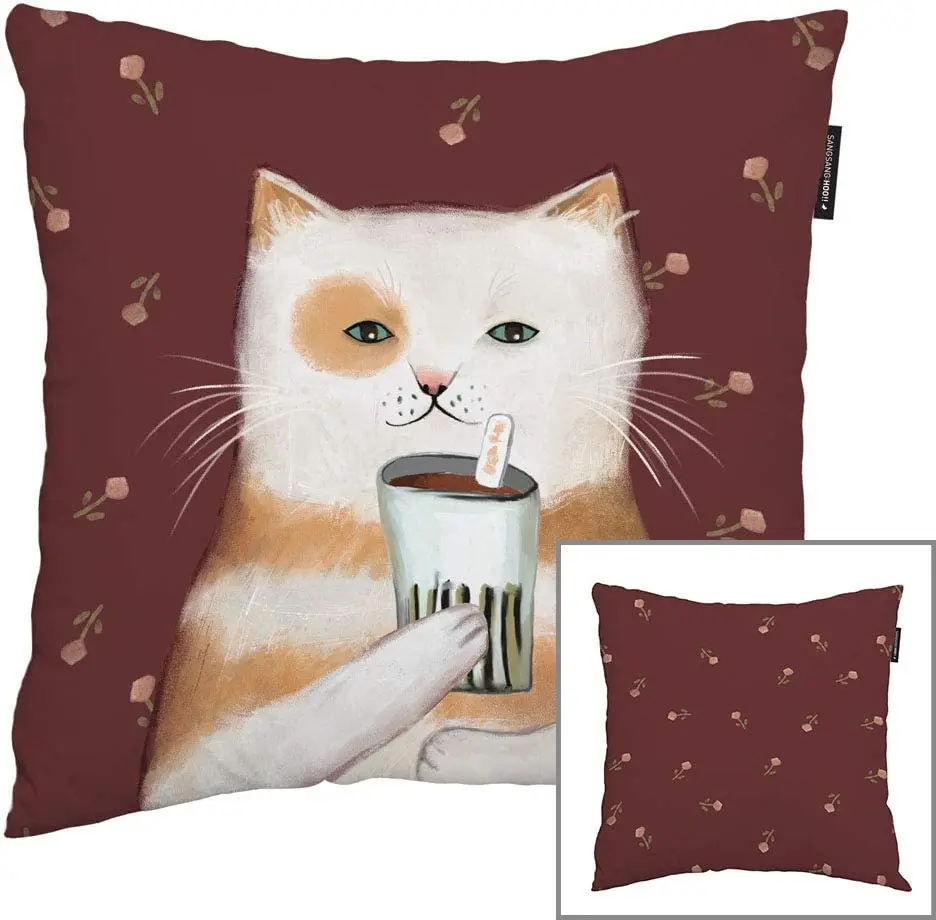 

Наволочки для диванной подушки с принтом кофейного цвета, 18x18 дюймов