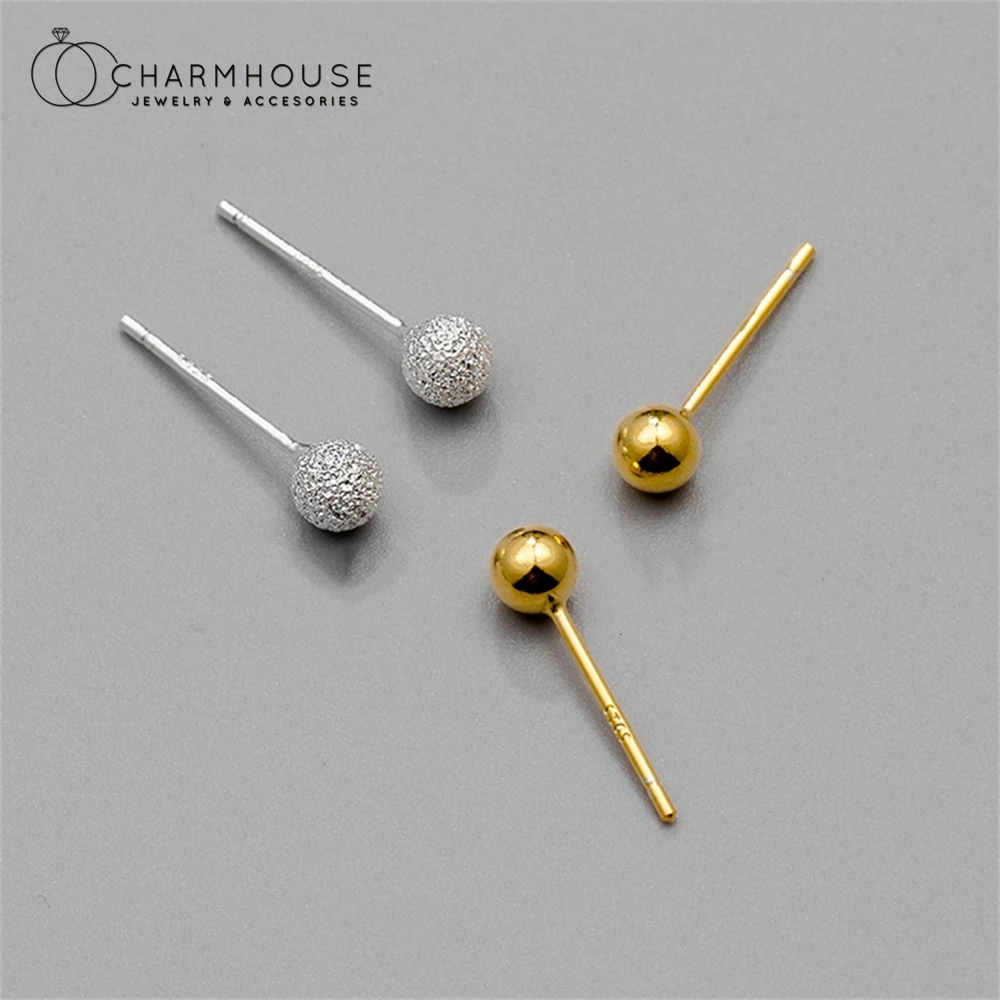 

Gold/ Silver Color Stud Earrings For Women 5mm Buddha Beads Earing Brincos Pendientes Mujer Simple Jewelry Accessories Bijoux