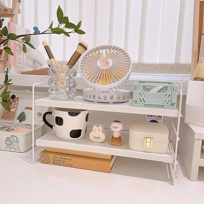 

Storage Shelf Multifunctional Shelves Double-layer Desktop Storage Rack Plastic Desk Shelves Cosmetic Sundries Organizer Storage