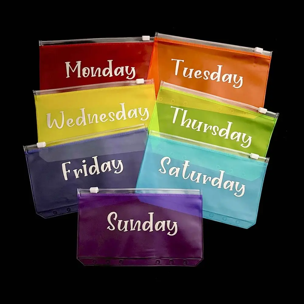 

1Pc A6 Binder Pockets PVC 6 Hole Loose Leaf File Bag Document Filing Bag Cash Organizer Test Paper Folder Student Stationery