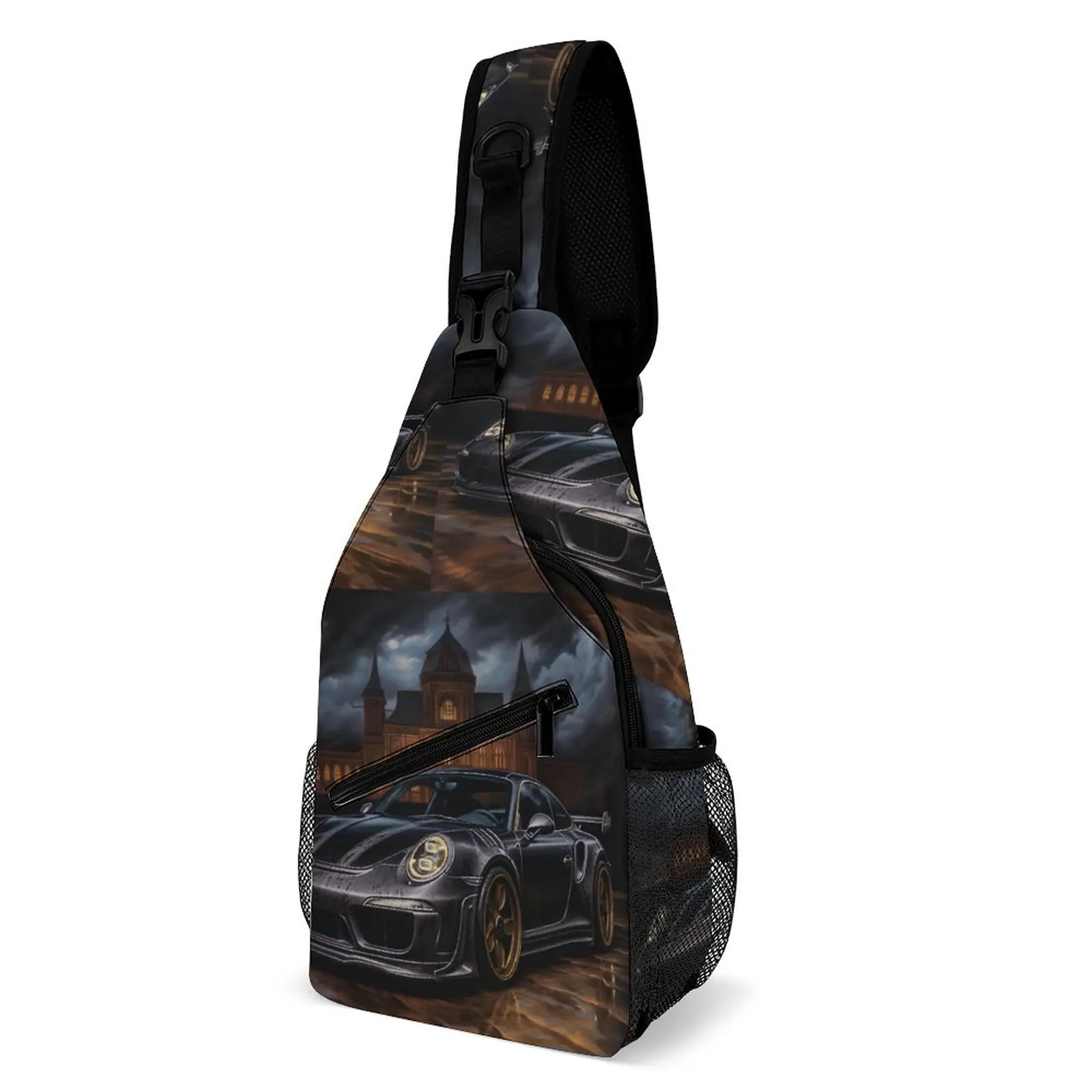 

Classic Sports Car Shoulder Bags Mystic Gothic Novelty Chest Bag Male School Trekking Sling Bag Daily Print Small Bags