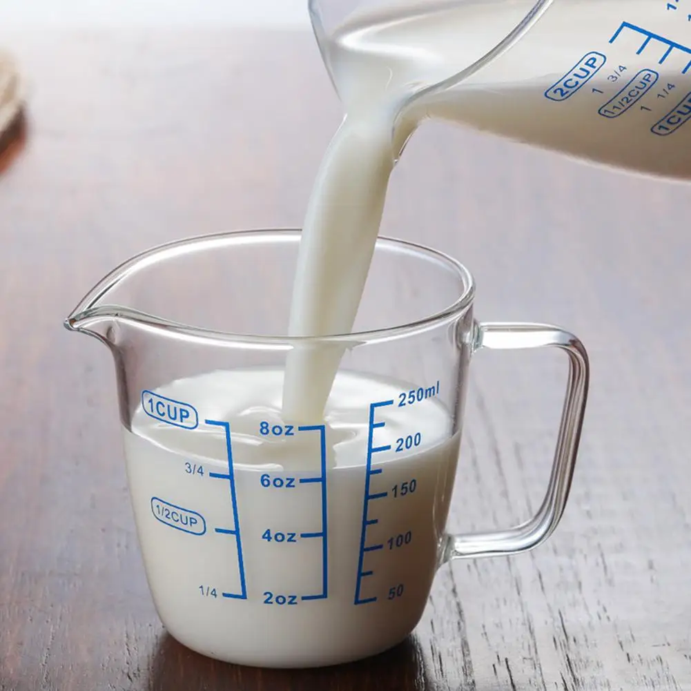 

HOT SALES! ! ! 250ml 500ml Heat-resisting Glass Measuring Cup Milk Scale Microwave Measure Jug Wholesale