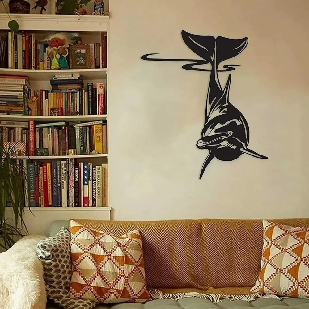 Металлическая Настенная Скульптура Дельфина Силуэт Морской Жизни Декоративная