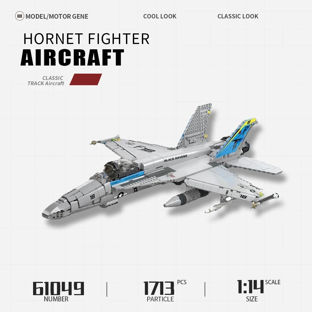 

Technical FA-18 Combat Attack Aircraft Military Plane 61049 Moc High Tech Modular Building Block Model Brick Boy Kid Toy 1713pcs