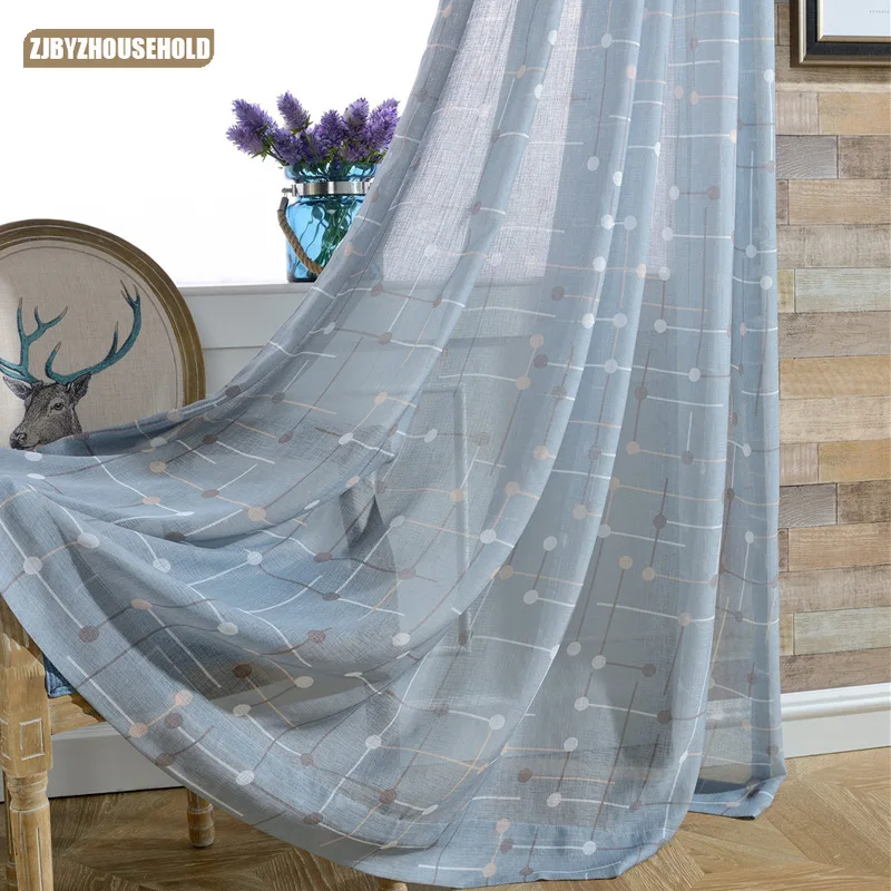 

Современные минималистичные занавески для гостиной, европейские занавески, занавески из полиэстера с принтом, пряжа, занавески из бисера, н...