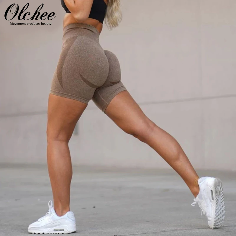 

OLCHEE Contour Seamless Shorts Women Push Up Booty Workout Shorts Fitness Sports Short Gym Clothing Summer Yoga Shorts Active
