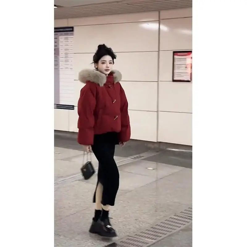 2024 Autumn and Winter New Red Short Down jacket Cotton-padded jacket Cotton-Padded Jacket Popular Women clothe...