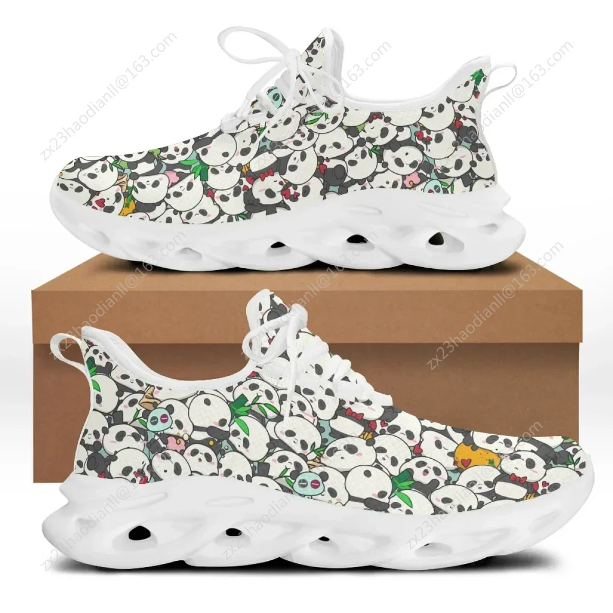 Женские кроссовки на толстой подошве с пандой