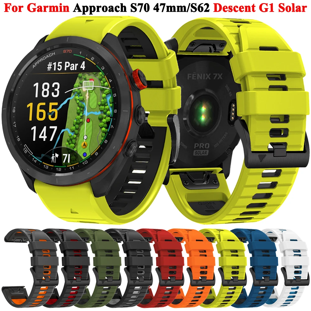Ремешок Quickfit силиконовый для Garmin touchs70 47 мм S62 Fenix 7X Pro 7 6X Pro 6Pro 5 5X Plus, 26 мм 22 мм
