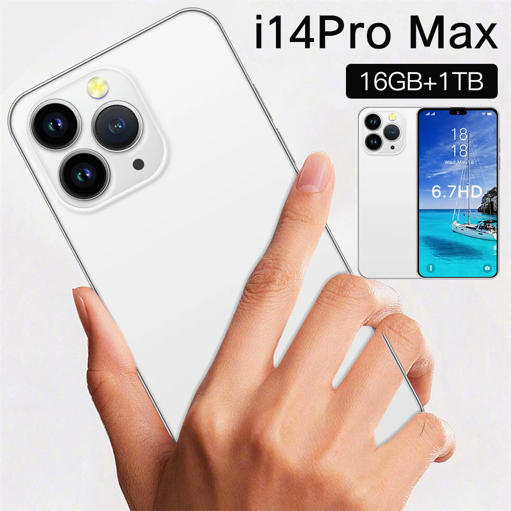 Brand New I14 Pro Max  Mobile Smartphone 4G 5G Phones Original 2023 Full Screen 6.7 Inch 16GB+1TB Version Global Cell Phone