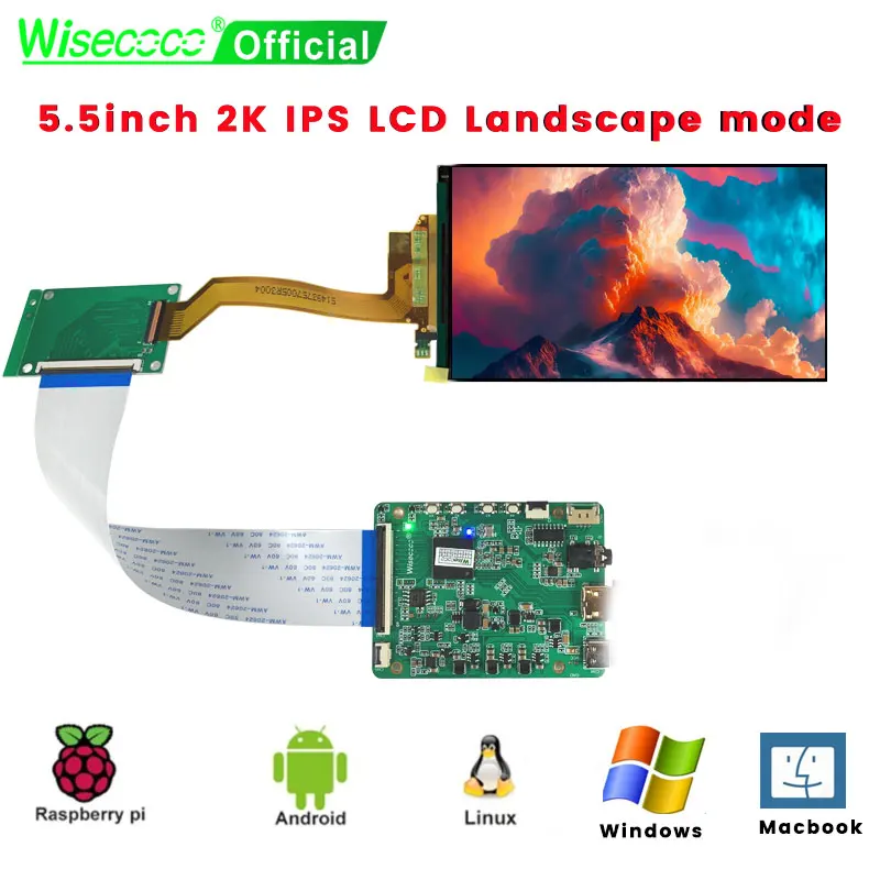 Wisecoco 5 дюймов 2k IPS дисплей 2560x1440 TFT LCD для Raspberry Pi Linux Android TV Box Macbook PS4/5 игровой экран с