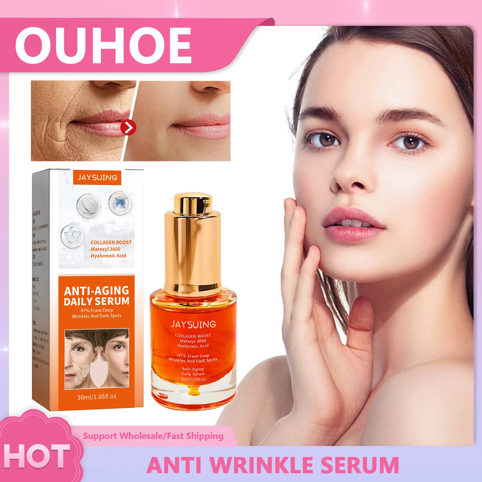 

Instant Wrinkle Remover Serum Dark Spot Corrector for Face Pore Treatment Fade Fine Lines Moisturizing Hydrating Anti Aging Care