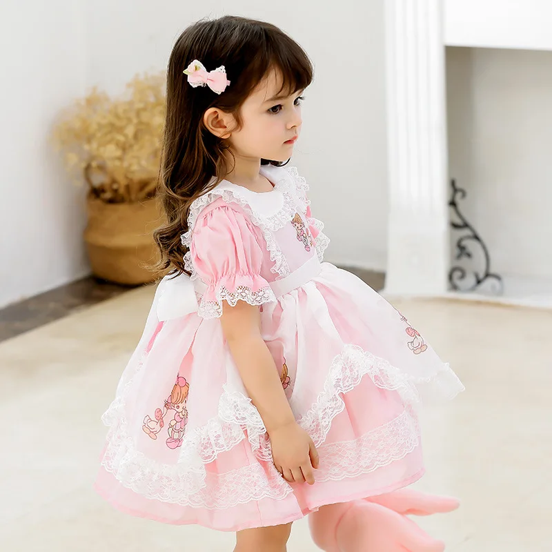 

Spanish Baby Dress Girl Lolita Princess Dresses Children Cartoon Embroidery Clothes Infant Birthday Lace Ball Gown Girls DH013