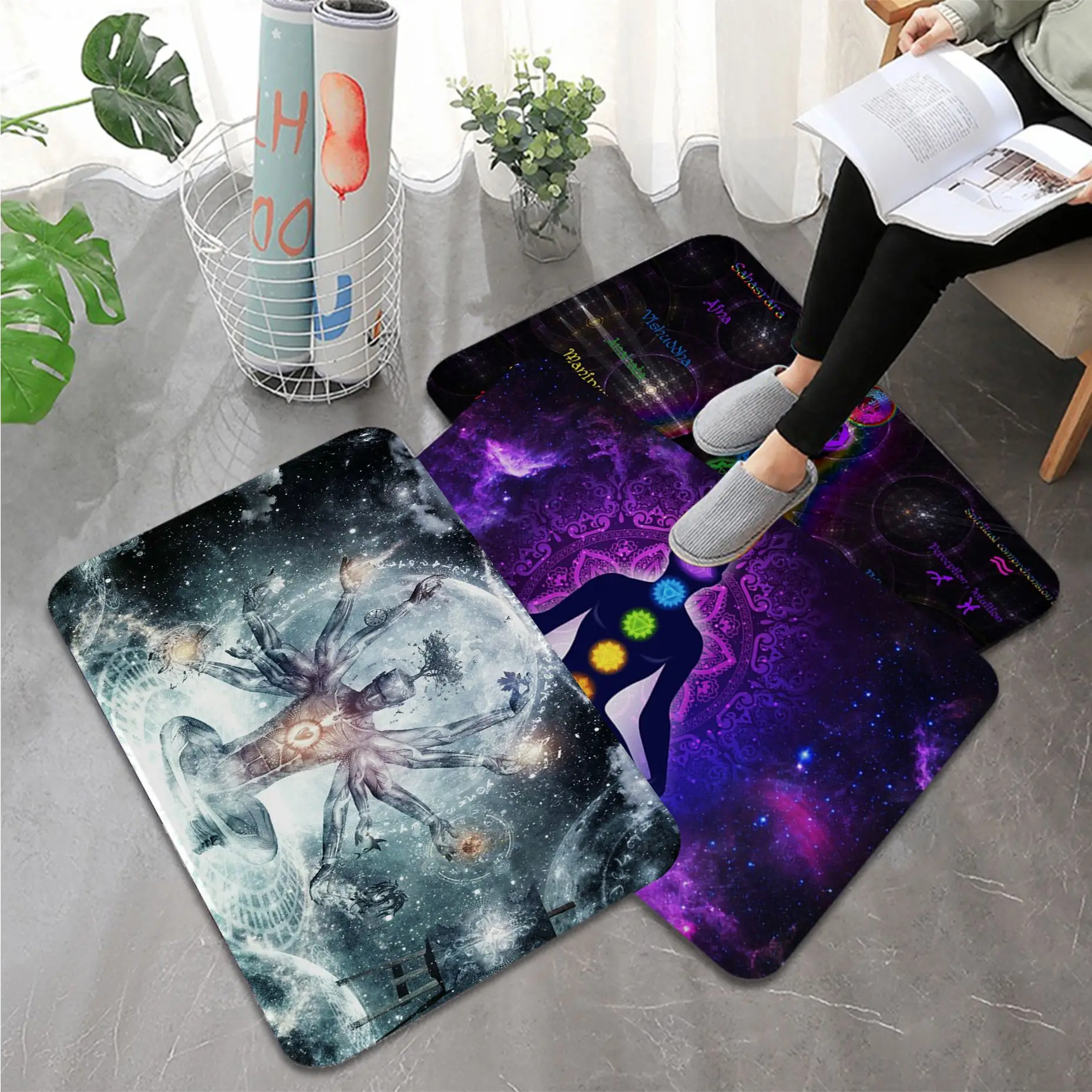

Meditation Seven Chakra Room Mats Cheaper Anti-slip Modern Living Room Balcony Printed Doormat Area Rug